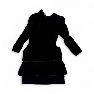 Elegant Black Velvet Dress with Faux leather trimmings 16